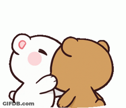 Two Teddy Bears Kissing With Hearts GIF