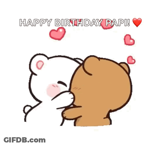 Two Teddy Bears Kissing With The Words Happy Birthday Papi GIF