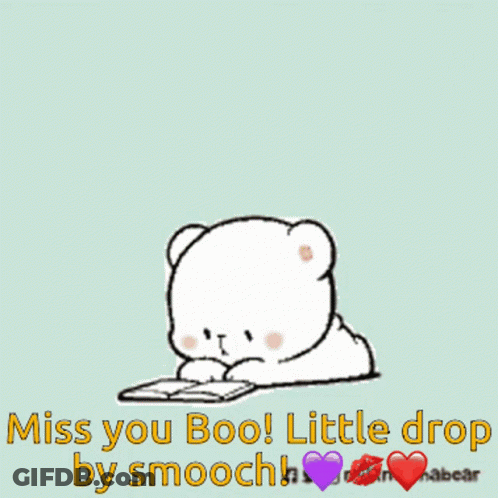 Two Teddy Bears Miss You Boo Little Drop By Smooch On The Bottom GIF