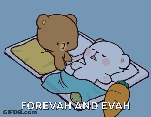 Two Teddy Bears On Bed Forevah And Evah GIF