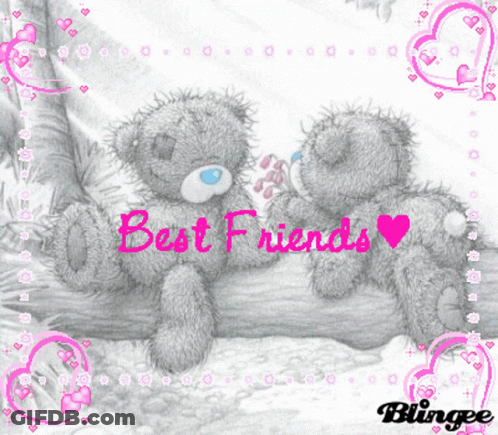 Two Teddy Bears On Tree Branch Best Friends GIF