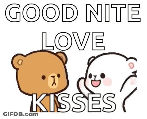Two Teddy Bears Saying Good Nite Love Kisses GIF