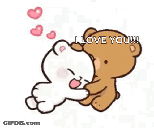 Two Teddy Bears Sitting And Talking GIF