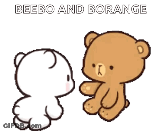 Two Teddy Bears Sitting And Talking GIF