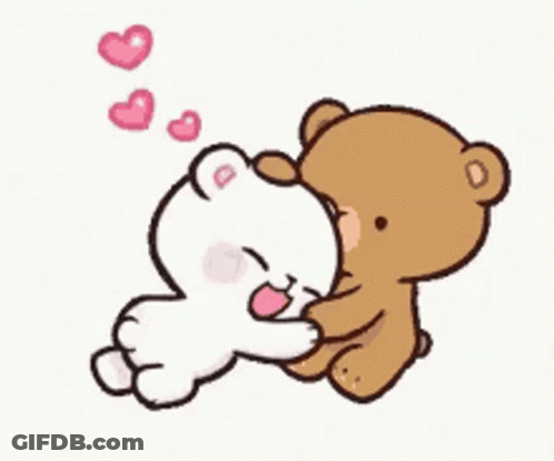Two Teddy Bears Sitting Opposite Looking At Each Other GIF