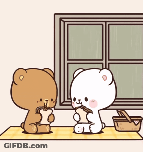 Two Teddy Bears Sleeping Next To Each Other GIF