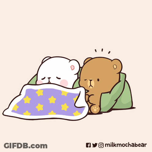 Two Teddy Bears Sleeping Under Blanket GIF