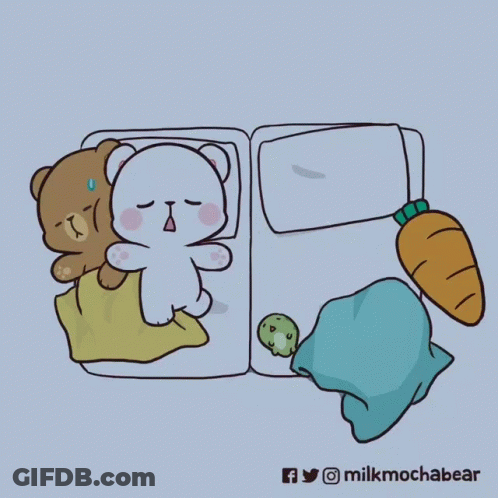 Two Teddy Bears Sleeping With Carrot GIF