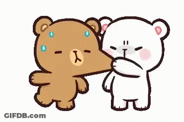 Two Teddy Bears Standing Together GIF