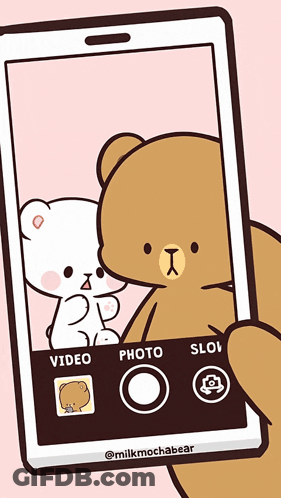 Two Teddy Bears Taking A Selfie GIF