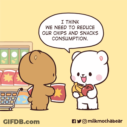 Two Teddy Bears Talking About Snacks GIF