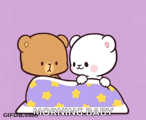 Two Teddy Bears Under Blanket Morning Baby GIF
