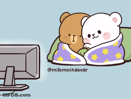 Two Teddy Bears Watching TV GIF