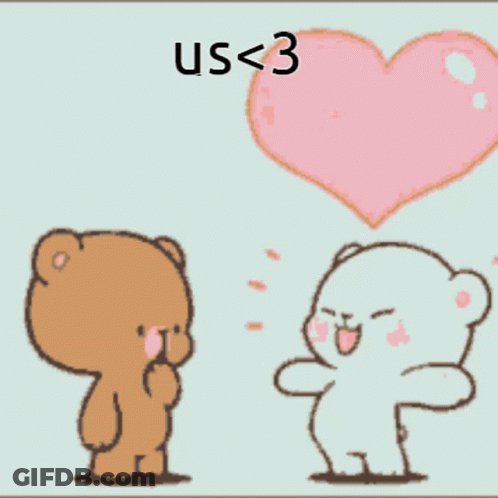 Two Teddy Bears With Pink Heart Saying Us < 3 GIF