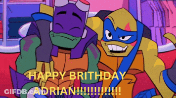 Two Teenage Mutant Ninja Turtles Posing Happy Birthday Adrian GIF