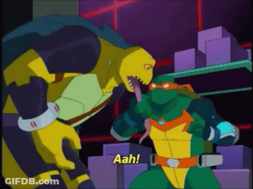 Two Teenage Mutant Ninja Turtles Saying Aah GIF