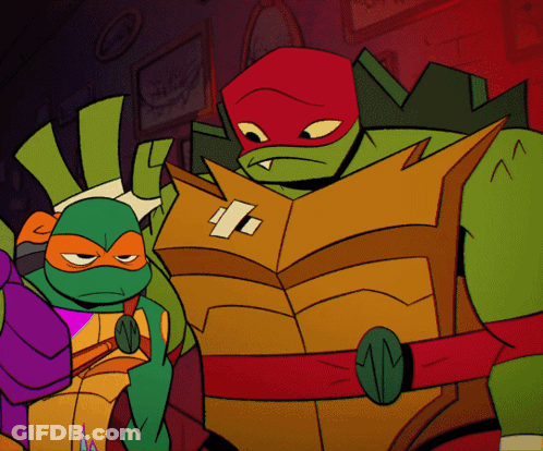 Two Teenage Mutant Ninja Turtles Side By Side GIF