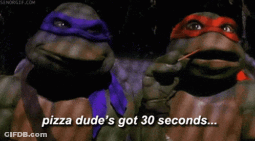 Two Teenage Mutant Ninja Turtles Talking Pizza GIF