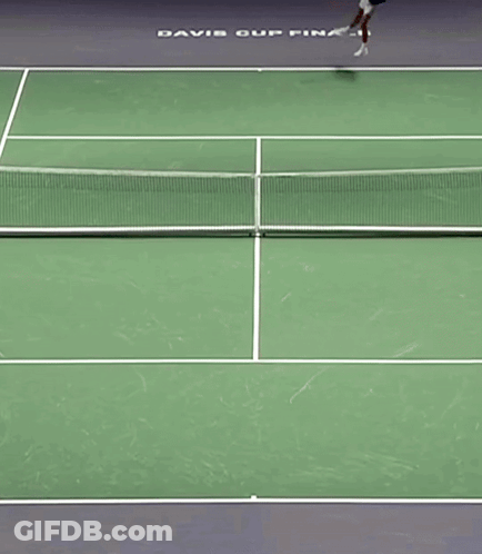 Two Tennis Players Playing On Court With Davis Cup Sign GIF
