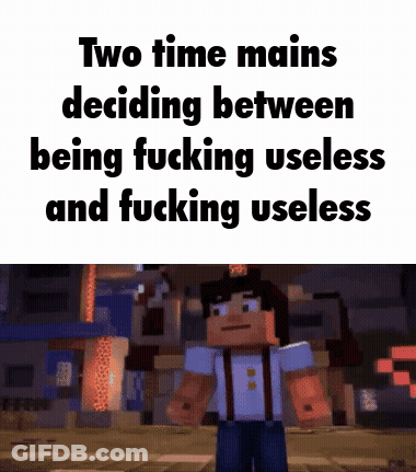 Two Time Mains Deciding Between Useless And Fucking Useless In Minecraft GIF