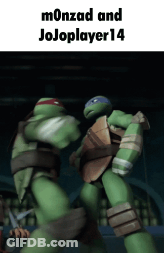 Two TMNT Fighting Monzad And Jojoplayer14 GIF