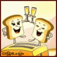 Two Toast Slices With Champagne Glasses GIF