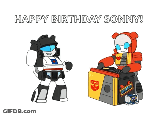 Two Transformers Happy Birthday Sonny GIF