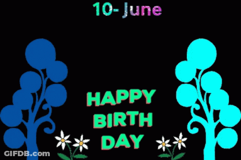 Two Trees Black Background Happy Birth Day GIF