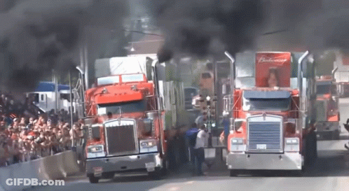 Two Trucks With Budweiser GIF