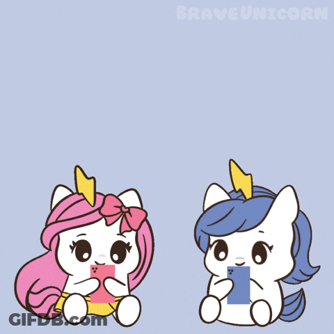 Two Unicorns Saying Hi And I Love You GIF