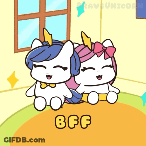 Two Unicorns Sitting Together BFF GIF