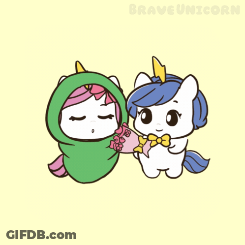 Two Unicorns With Bag Of Chips GIF