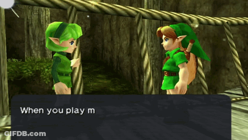 Two Video Game Characters Are Standing Next To Each Other GIF