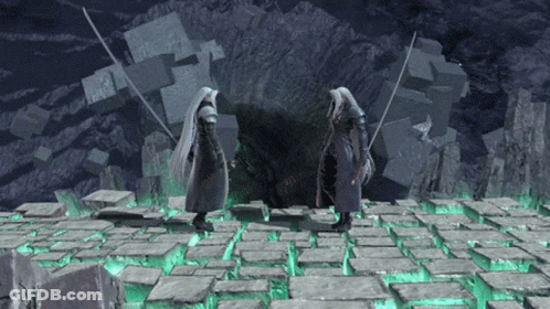 Two Video Game Characters On Brick Floor GIF
