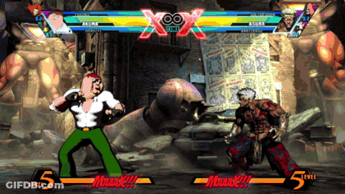 Two Video Game Fighters Fighting 5 Level GIF