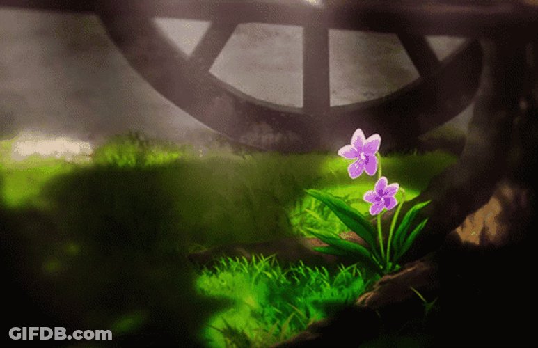 Two Violet Anime Flower On Tree GIF