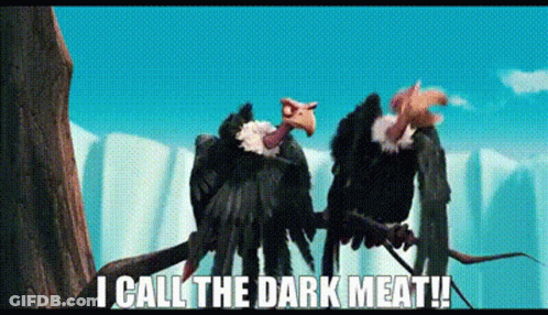 Two Vultures On Branch Saying I Call The Dark Meat GIF