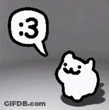 Two White Cats Are Standing Next To Each Other With Speech Bubbles . GIF