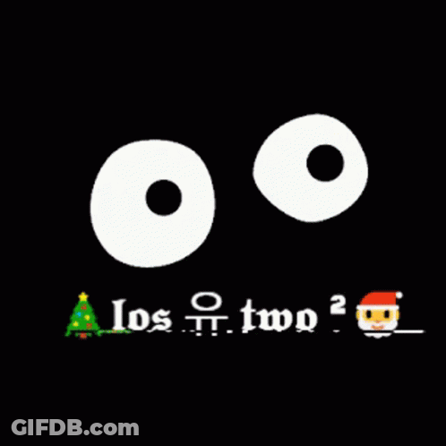 Two White Circles And Christmas Tree On Black GIF