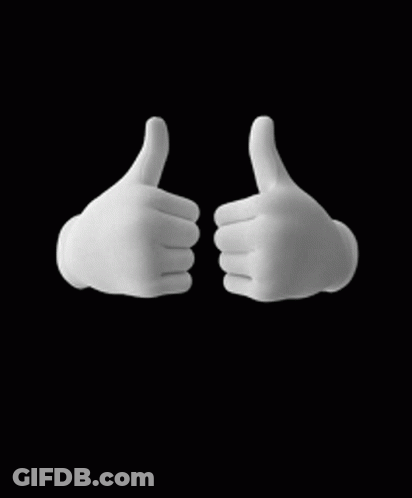 Two White Hands Are Giving A Thumbs Up On A Black Background . GIF