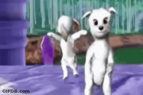 Two White Teddy Bears Are Standing Next To Each Other In A Video Game . GIF