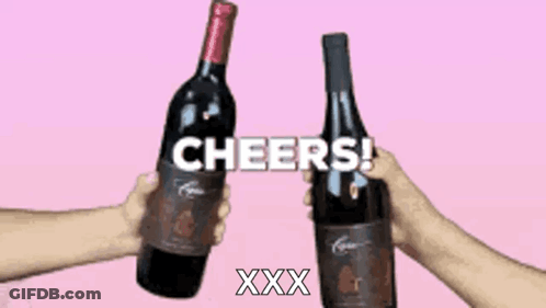 Two Wine Bottles Cheers GIF
