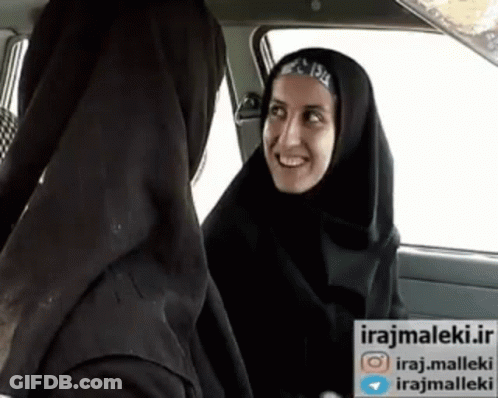 Two Women Are Sitting In A Car With The Website Irajmaleki.ir On The Bottom GIF