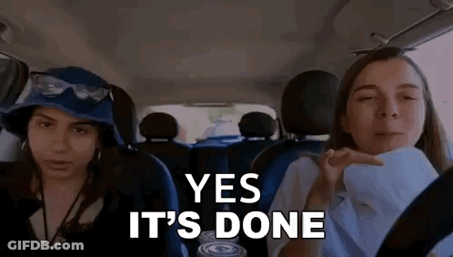 Two Women Are Sitting In The Back Seat Of A Car And One Of Them Is Holding A Can Of Soda . GIF