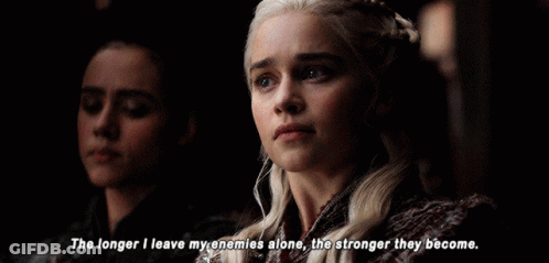 Two Women Are Sitting Next To Each Other And One Of Them Says The Longer I Leave My Enemies Alone GIF