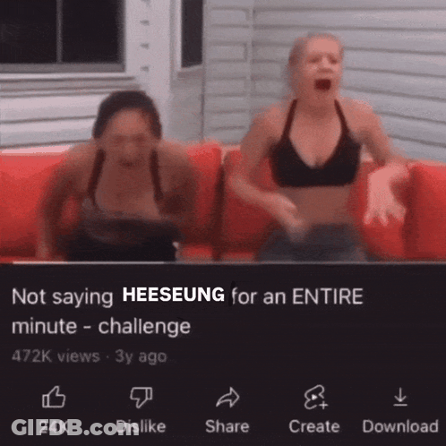 Two Women Celebrate Not Saying Heeseung GIF