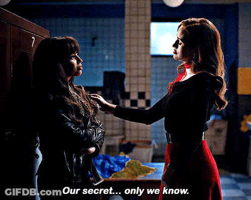 Two Women Are Standing Next To Each Other And One Of Them Is Saying " Our Secret Only We Know " GIF