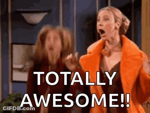 Two Women Are Standing Next To Each Other And One Of Them Is Saying Totally Awesome GIF