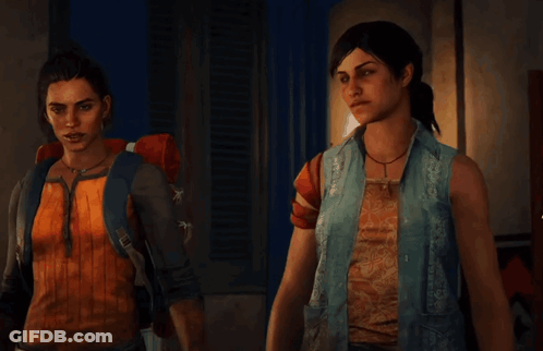Two Women Are Standing Next To Each Other In A Room GIF
