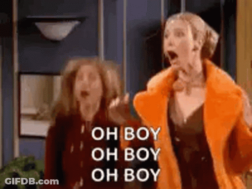 Two Women Are Standing Next To Each Other In A Room And One Of Them Is Wearing A Fur Coat . GIF